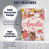 Personalised Name Cute Kawaii Food Characters Custom Unique Gift Idea Modern Room Accent Canvas Wall Art Print Decor Picture Ready to Hang