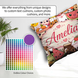 Custom Name Kawaii Food Characters Seamless Cream Background Fun Square Filled Cushion Throw Pillow Sofa Bed Home Decor Zip Washable UK Made