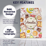 Personalised Name Cute Kawaii Breakfast Custom  Modern Room Accent Elegant Feature Canvas Wall Art Print Decor Picture Ready to Hang