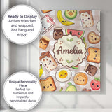 Personalised Name Cute Kawaii Breakfast Custom  Modern Room Accent Elegant Feature Canvas Wall Art Print Decor Picture Ready to Hang