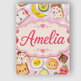 Personalised Name Cute Kawaii Breakfast Custom  Modern Room Accent Elegant Feature Canvas Wall Art Print Decor Picture Ready to Hang