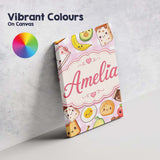 Personalised Name Cute Kawaii Breakfast Custom  Modern Room Accent Elegant Feature Canvas Wall Art Print Decor Picture Ready to Hang