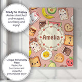 Personalised Name Cute Kawaii Breakfast Custom  Modern Room Accent Elegant Feature Canvas Wall Art Print Decor Picture Ready to Hang