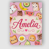 Personalised Name Cute Kawaii Breakfast Custom  Modern Room Accent Elegant Feature Canvas Wall Art Print Decor Picture Ready to Hang
