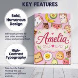 Personalised Name Cute Kawaii Breakfast Custom  Modern Room Accent Elegant Feature Canvas Wall Art Print Decor Picture Ready to Hang