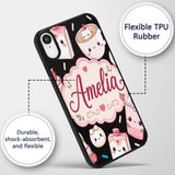 Cute Kawaii Cute Drinks And Dessert Characters Custom Name Protective Phone Case Mobile Cover Durable Everyday Smartphone Shock Resistant