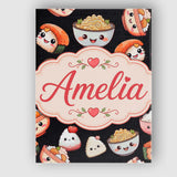 Personalised Name Cute Kawaii Sushi And Custom  Modern Room Accent Elegant Feature Canvas Wall Art Print Decor Picture Ready to Hang