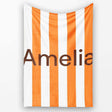 Simple Orange And White Vertical Stripe Seamless Pattern Minimal  Personalised Custom Name Super Soft Fleece Blanket Bed Sofa Throw