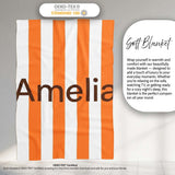 Simple Orange And White Vertical Stripe Seamless Pattern Minimal  Personalised Custom Name Super Soft Fleece Blanket Bed Sofa Throw
