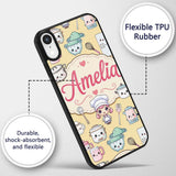 Cute Kawaii Utensils And Chef Girl Printed Design Custom Name Protective Phone Case Mobile Cover Durable Everyday Smartphone Shock Resistant