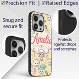 Cute Kawaii Utensils And Chef Girl Printed Design Custom Name Protective Phone Case Mobile Cover Durable Everyday Smartphone Shock Resistant