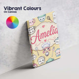 Personalised Name Cute Kawaii Utensils And Custom  Unique Gift Idea Elegant Feature Canvas Wall Art Print Decor Picture Ready to Hang