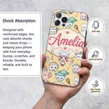 Cute Kawaii Utensils And Chef Girl Printed Design Custom Name Protective Phone Case Mobile Cover Durable Everyday Smartphone Shock Resistant