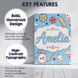 Personalised Name Cute Kawaii School Custom Premium Decorative Design Modern Room Accent Canvas Wall Art Print Decor Picture Ready to Hang