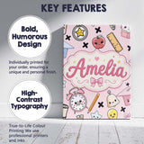 Personalised Name Cute Kawaii School Custom Premium Decorative Design Modern Room Accent Canvas Wall Art Print Decor Picture Ready to Hang