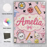 Personalised Name Cute Kawaii School Custom Premium Decorative Design Modern Room Accent Canvas Wall Art Print Decor Picture Ready to Hang