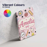 Personalised Name Cute Kawaii School Custom Premium Decorative Design Modern Room Accent Canvas Wall Art Print Decor Picture Ready to Hang