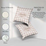 Custom Name Neutral Beige White Gingham Seamless Pattern Classic Square Filled Cushion Throw Pillow Sofa Bed Home Decor Zip Washable UK Made