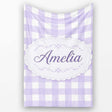 Soft Purple And White Gingham Check Seamless Pattern Classic Lovely  Personalised Custom Name Super Soft Fleece Blanket Bed Sofa Throw