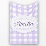 Soft Purple And White Gingham Check Seamless Pattern Classic Lovely  Personalised Custom Name Super Soft Fleece Blanket Bed Sofa Throw