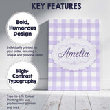 Personalised Name Soft Purple And White Custom  Modern Room Accent Elegant Feature Canvas Wall Art Print Decor Picture Ready to Hang