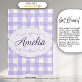 Soft Purple And White Gingham Check Seamless Pattern Classic Lovely  Personalised Custom Name Super Soft Fleece Blanket Bed Sofa Throw