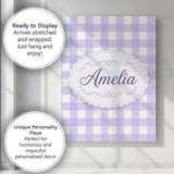 Personalised Name Soft Purple And White Custom  Modern Room Accent Elegant Feature Canvas Wall Art Print Decor Picture Ready to Hang