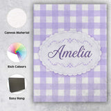 Personalised Name Soft Purple And White Custom  Modern Room Accent Elegant Feature Canvas Wall Art Print Decor Picture Ready to Hang