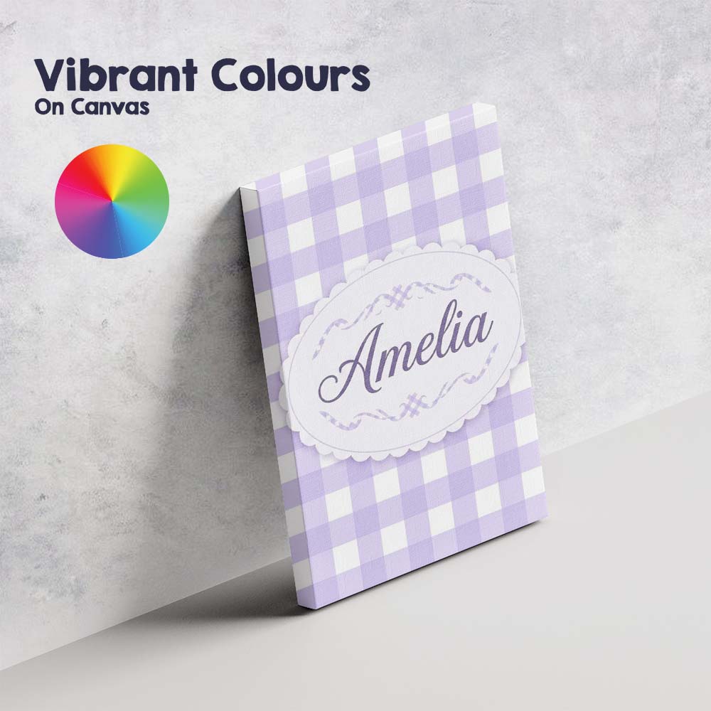 Personalised Name Soft Purple And White Custom  Modern Room Accent Elegant Feature Canvas Wall Art Print Decor Picture Ready to Hang