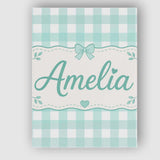 Personalised Name Mint Green And White Custom  Modern Room Accent Elegant Feature Canvas Wall Art Print Decor Picture Ready to Hang