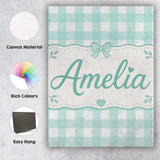 Personalised Name Mint Green And White Custom  Modern Room Accent Elegant Feature Canvas Wall Art Print Decor Picture Ready to Hang