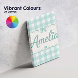 Personalised Name Mint Green And White Custom  Modern Room Accent Elegant Feature Canvas Wall Art Print Decor Picture Ready to Hang