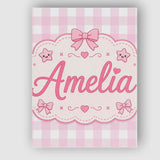 Personalised Name Soft Pink And White Custom Modern Room Accent Creative Decorator Style Canvas Wall Art Print Decor Picture Ready to Hang