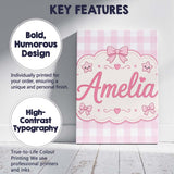 Personalised Name Soft Pink And White Custom Modern Room Accent Creative Decorator Style Canvas Wall Art Print Decor Picture Ready to Hang