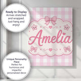 Personalised Name Soft Pink And White Custom Modern Room Accent Creative Decorator Style Canvas Wall Art Print Decor Picture Ready to Hang