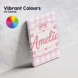 Personalised Name Soft Pink And White Custom Modern Room Accent Creative Decorator Style Canvas Wall Art Print Decor Picture Ready to Hang