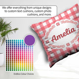 Custom Name Red And White Gingham Check Seamless Pattern Classic Square Filled Cushion Throw Pillow Sofa Bed Home Decor Zip Washable UK Made