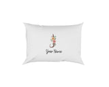 Personalised Floral Watercolour Hand Paint Effect Alphabet Floral Name Pillow