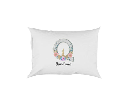 Personalised Unicorn Sparkly Kids Girls Monogram Alphabet Initial Letter Pillow