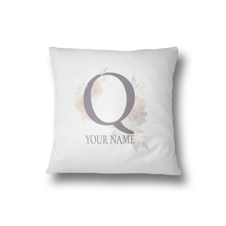 Personalised Misty Dusty Pastel Alphabet Floral Name Initial Letter Cushion