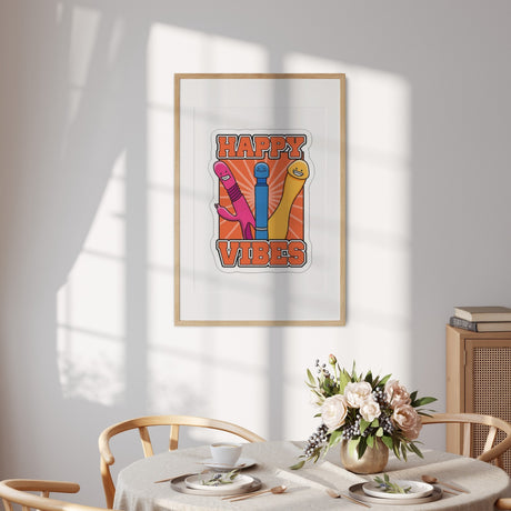 Happy Vibes Rude Funny Custom Name Wall Art Poster Quality Print Decor