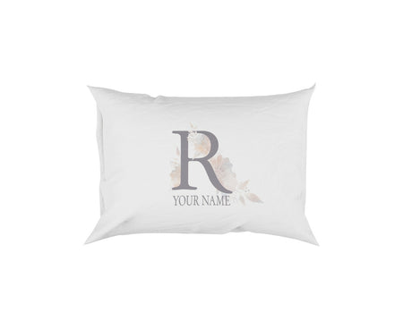 Personalised Misty Dusty Pastel Alphabet Floral Name Initial Letter Pillow Case