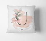 Personalised Gentle Blush Floral Pink Name Monogram Cushion Cover Case & Insert 
