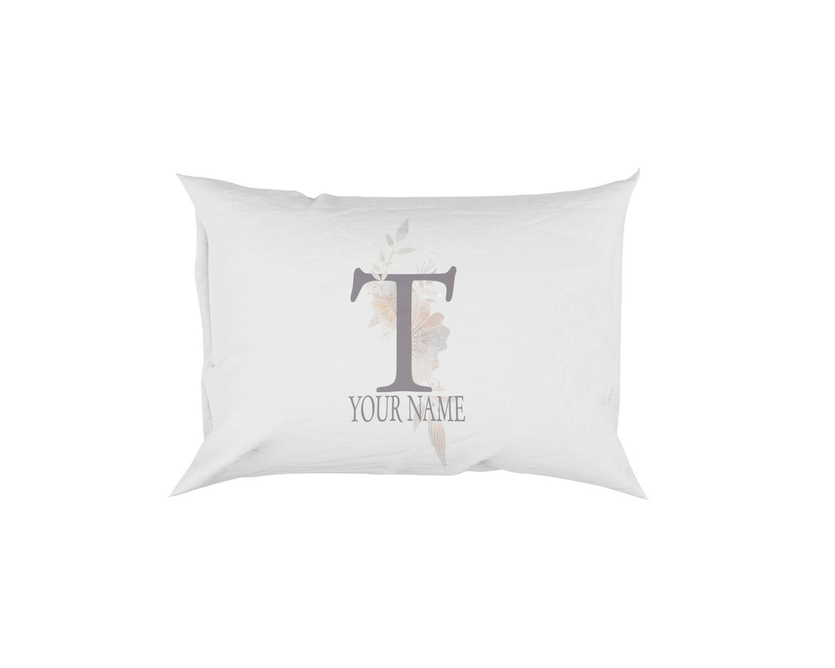 Personalised Misty Dusty Pastel Alphabet Floral Name Initial Letter Pillow Case