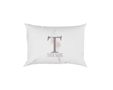 Personalised Misty Dusty Pastel Alphabet Floral Name Initial Letter Pillow Case