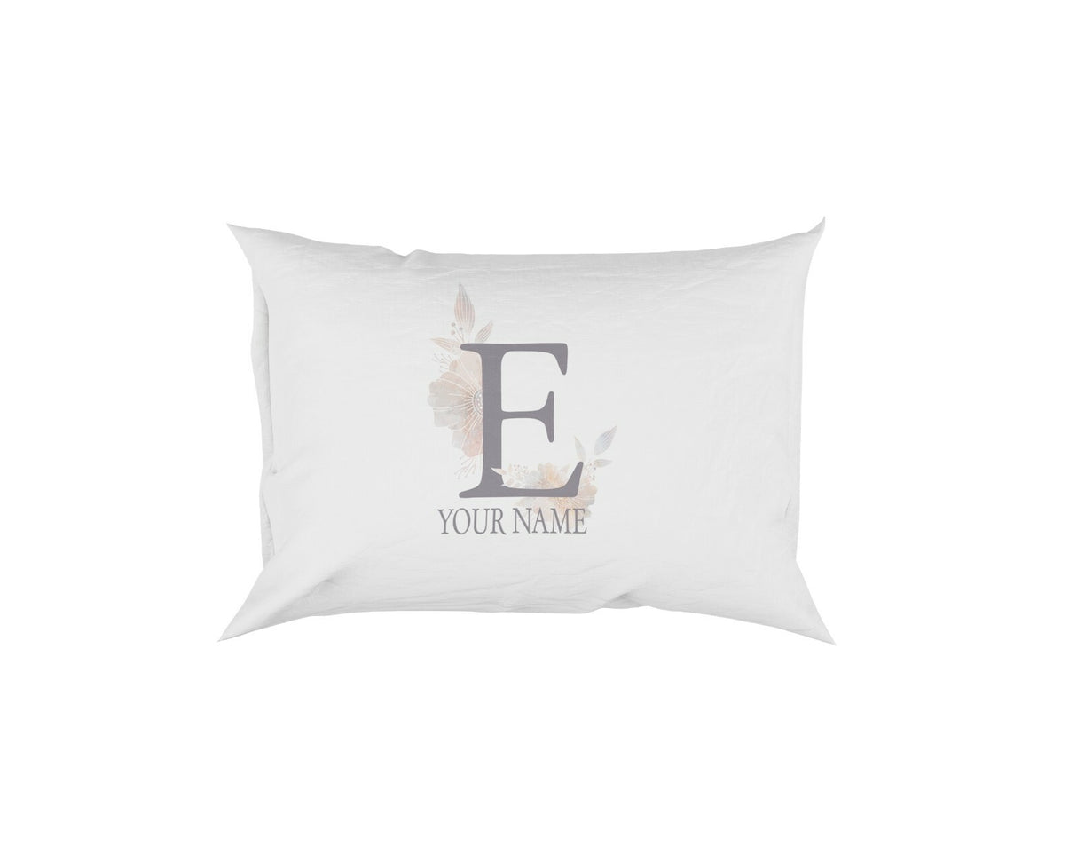 Personalised Misty Dusty Pastel Alphabet Floral Name Initial Letter Pillow Case