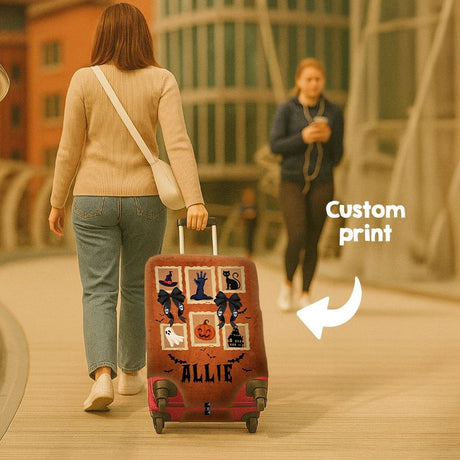 Halloween Spooky Personalised Name Custom Luggage Cover Suitcase Protector Gift