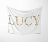 Personalised Name Vector Golden Alphabet Soft Fleece Mink Blanket Gift Decor