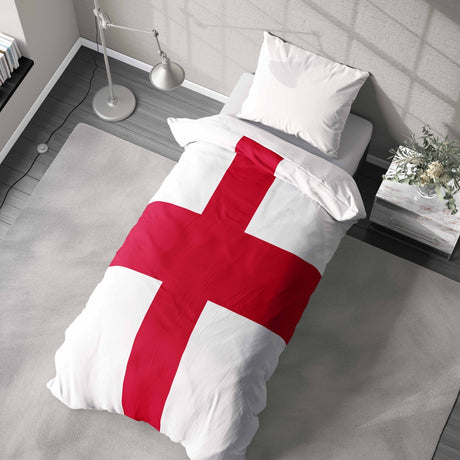 England Flag St George's Cross Single Size Bed Duvet Cover Quilt + Pillowcase