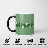 Personalised Custom Plain Groovy Font Daisy Heat Sensitive Colour Changing Mug